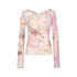 Dorydory_Floral_Bird_Mesh_V-neck_Printed_Women&