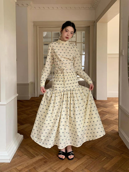 Floral Cotton High Waist A Line Maxi Skirt