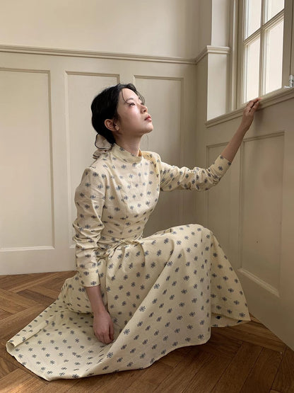 Floral Cotton High Waist A Line Maxi Skirt