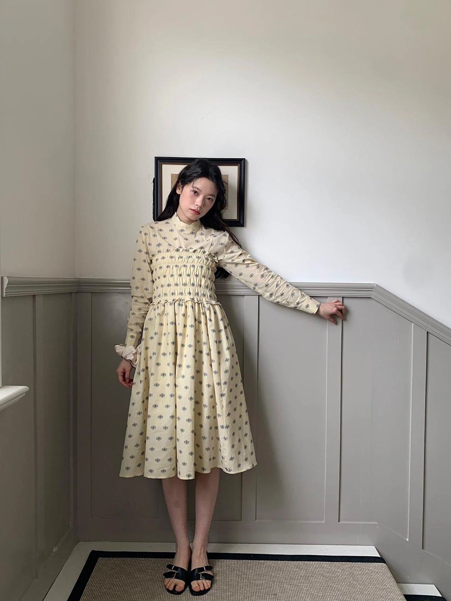 Floral Cotton High Waist A Line Maxi Skirt