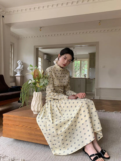 Floral Cotton High Waist A Line Maxi Skirt