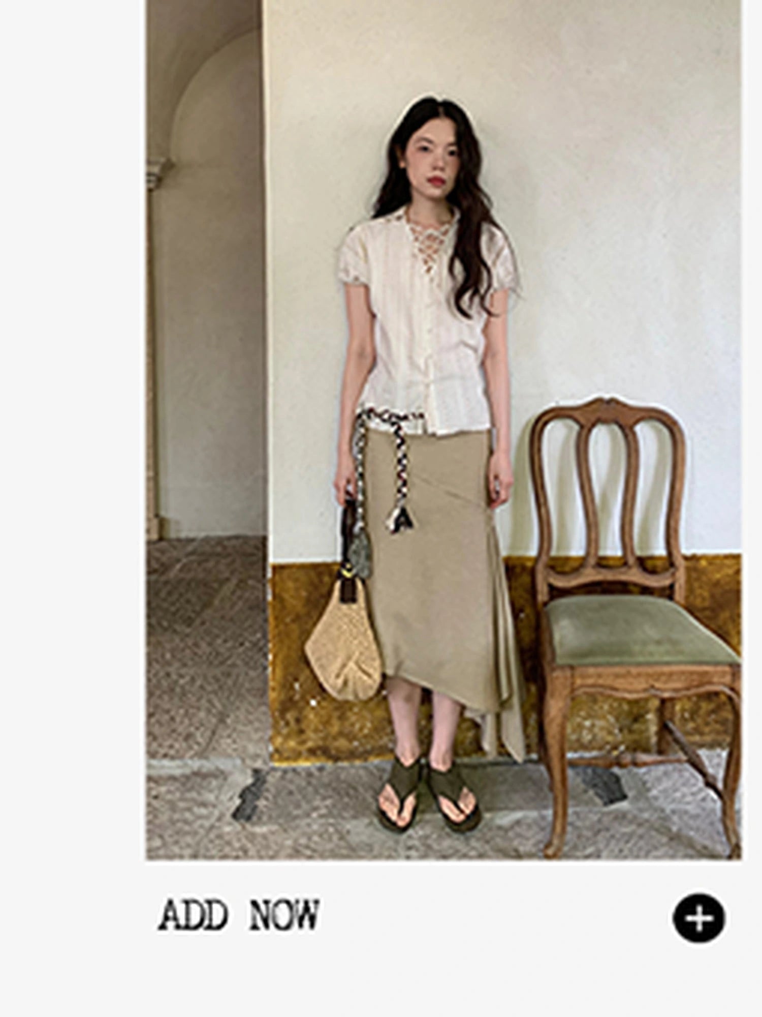 Flowy A Line Skirt With Asymmetric Hem And Linen Blend Fabric