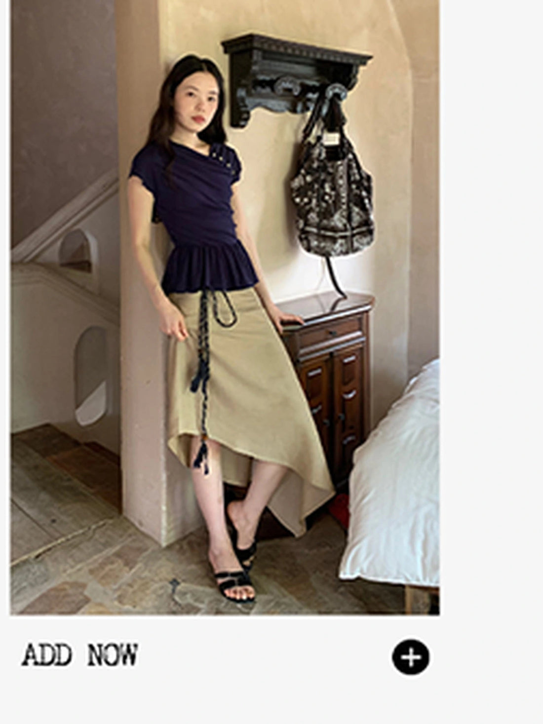 Flowy A Line Skirt With Asymmetric Hem And Linen Blend Fabric