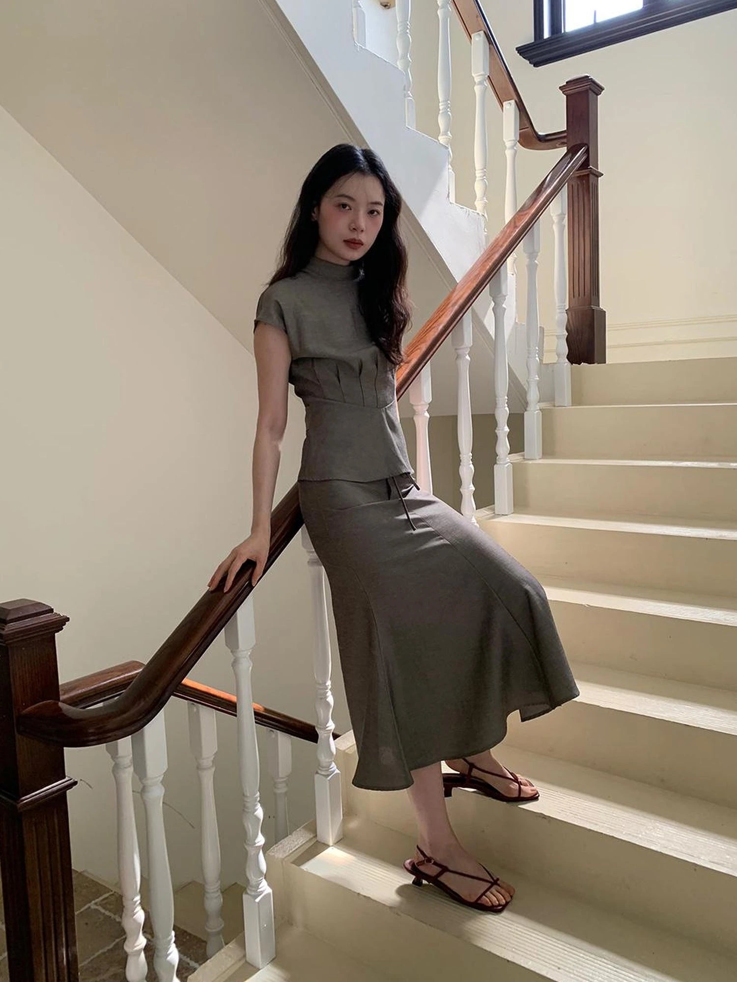 Flowy Midi Wrap Skirt With Asymmetric Hem