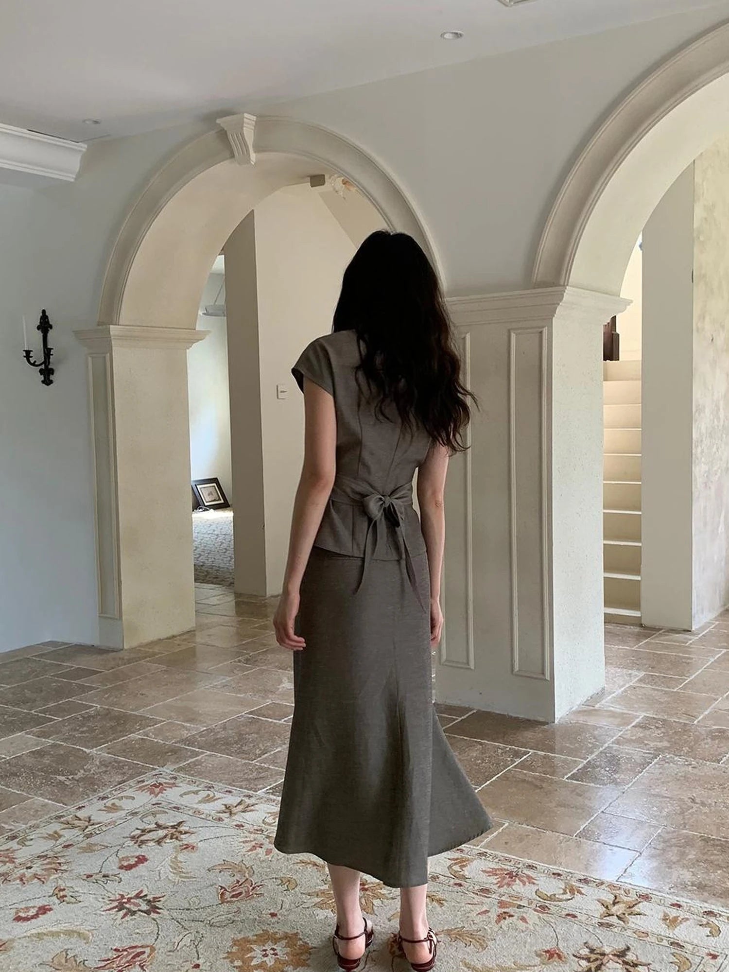 Flowy Midi Wrap Skirt With Asymmetric Hem