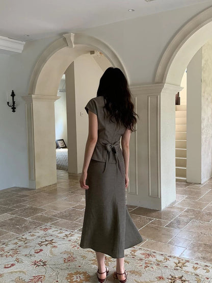 Flowy Midi Wrap Skirt With Asymmetric Hem