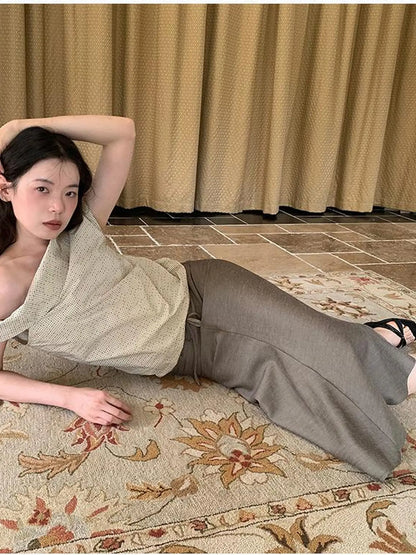 Flowy Midi Wrap Skirt With Asymmetric Hem