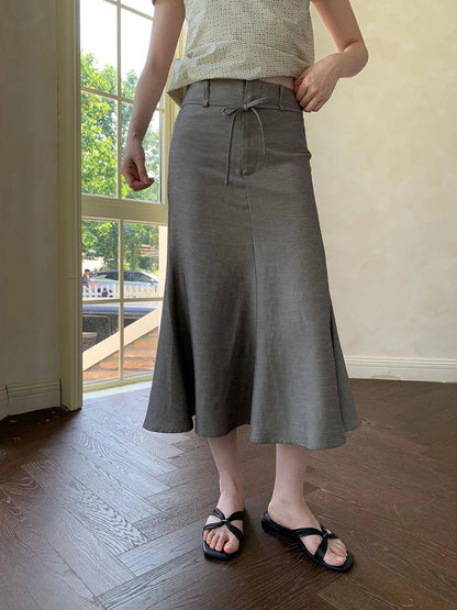 Flowy Midi Wrap Skirt With Asymmetric Hem