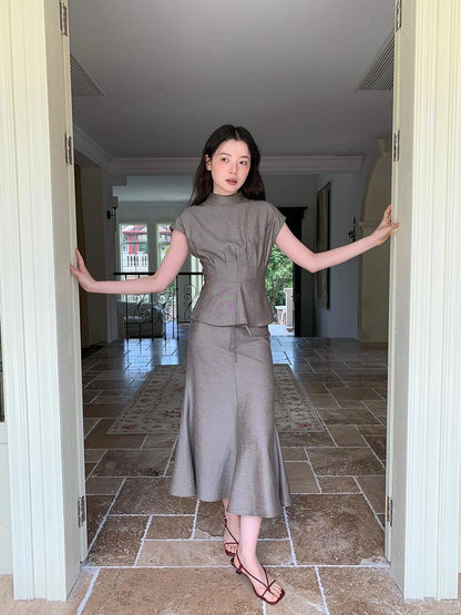 Flowy Midi Wrap Skirt With Asymmetric Hem