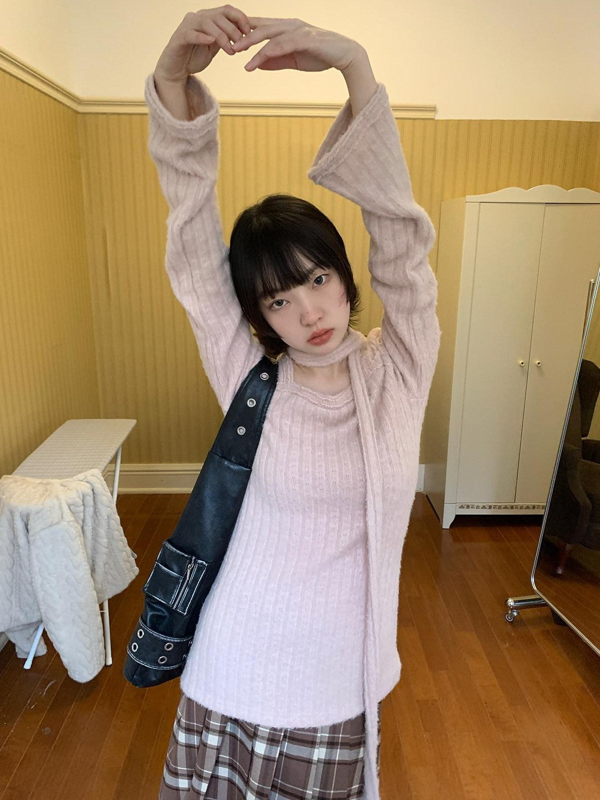 Dorydory Fuzzy Striped Knit Contemporary Chinese Women&