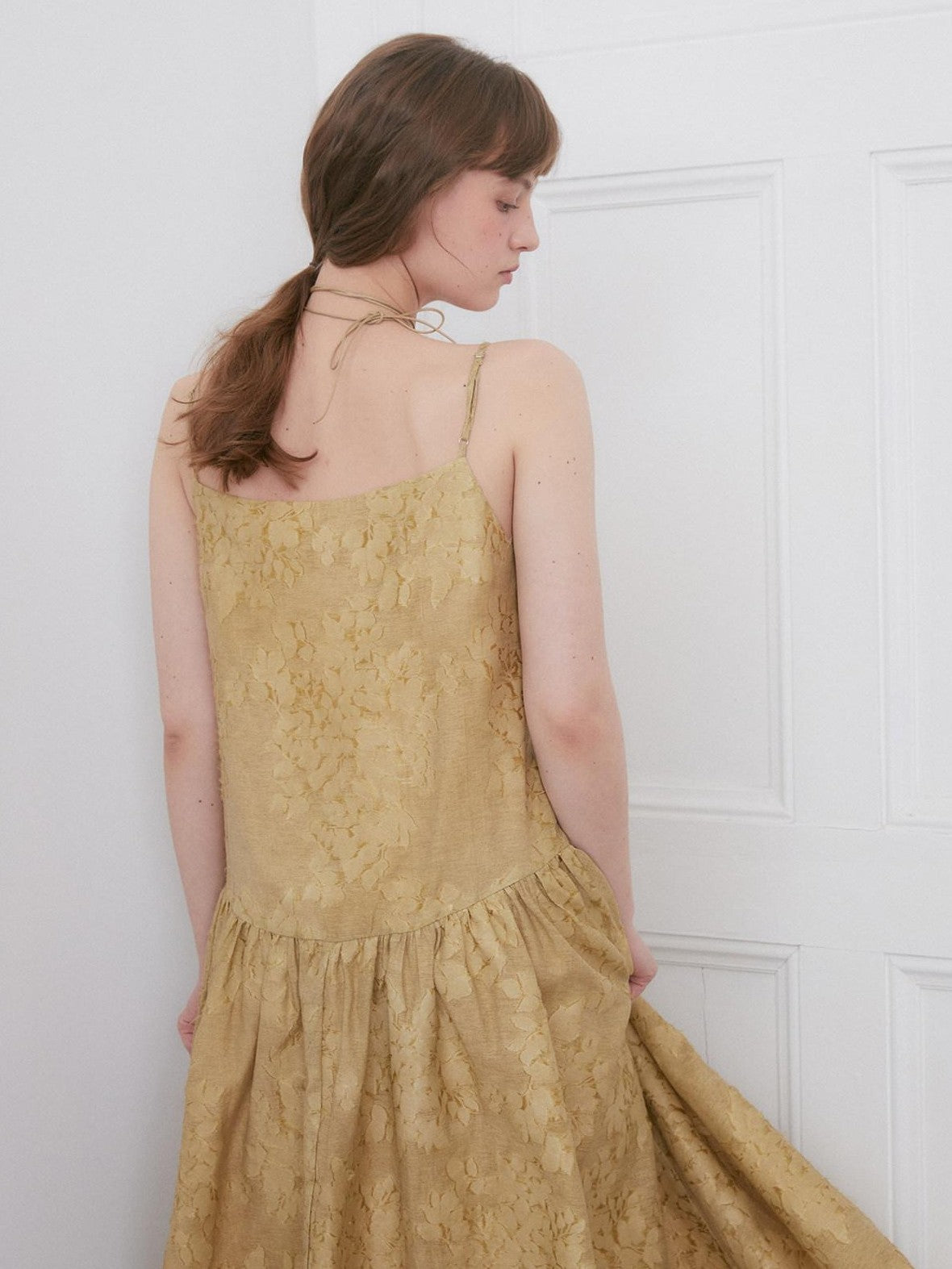 Dorydory Gold Tie Dye Jacquard A Line Floral Strap Women&