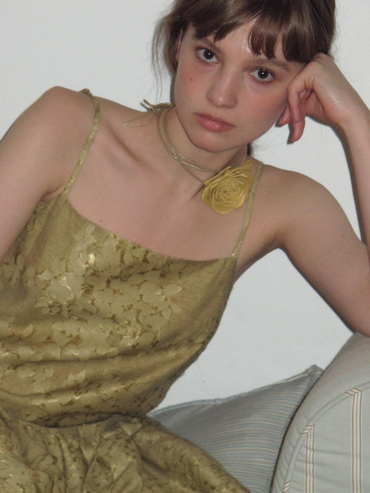 Dorydory Gold Tie Dye Jacquard A Line Floral Strap Women&