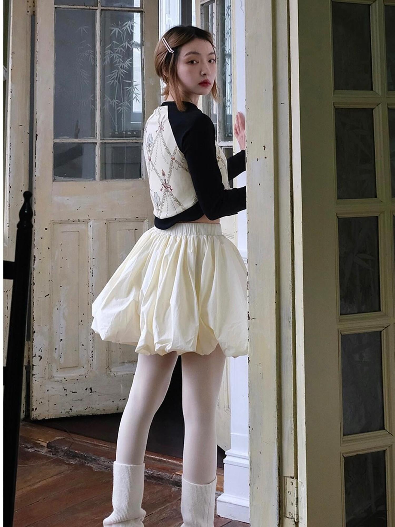Dorydory Goose Yellow Patchwork Print Slim Women&