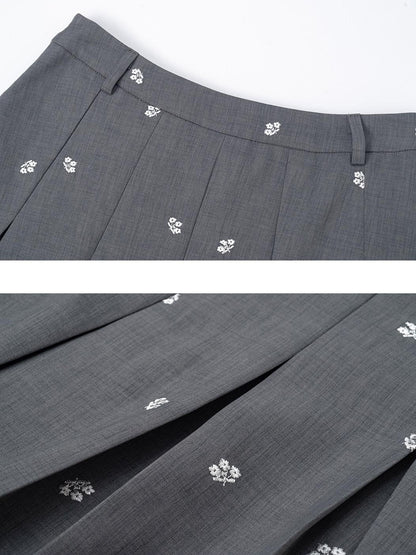 Dorydory Gray Embroidered Polo Collar Women&