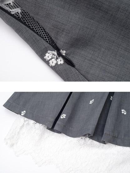 Dorydory Gray Embroidered Polo Collar Women&