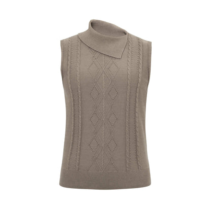 Dorydory_Gray_Green_Openwork_Knit_Lapel_Collar_Women&