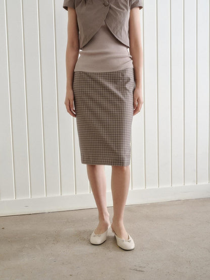 Dorydory Gray Purple Plaid Vintage Pencil Women&
