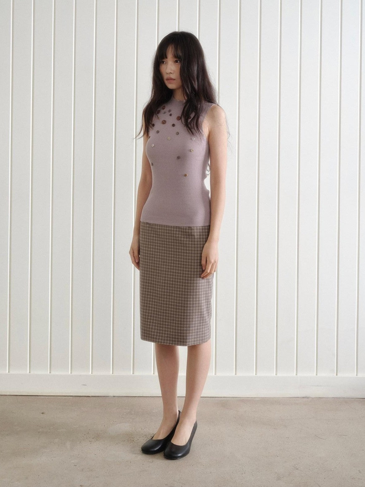 Dorydory Gray Purple Plaid Vintage Pencil Women&