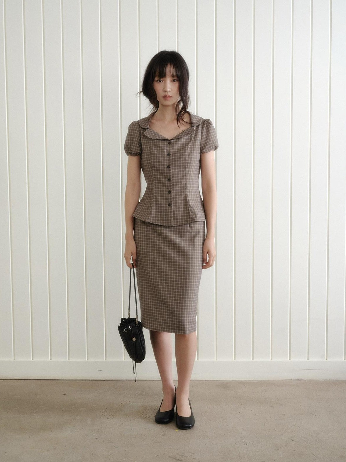 Dorydory Gray Purple Plaid Vintage Pencil Women&