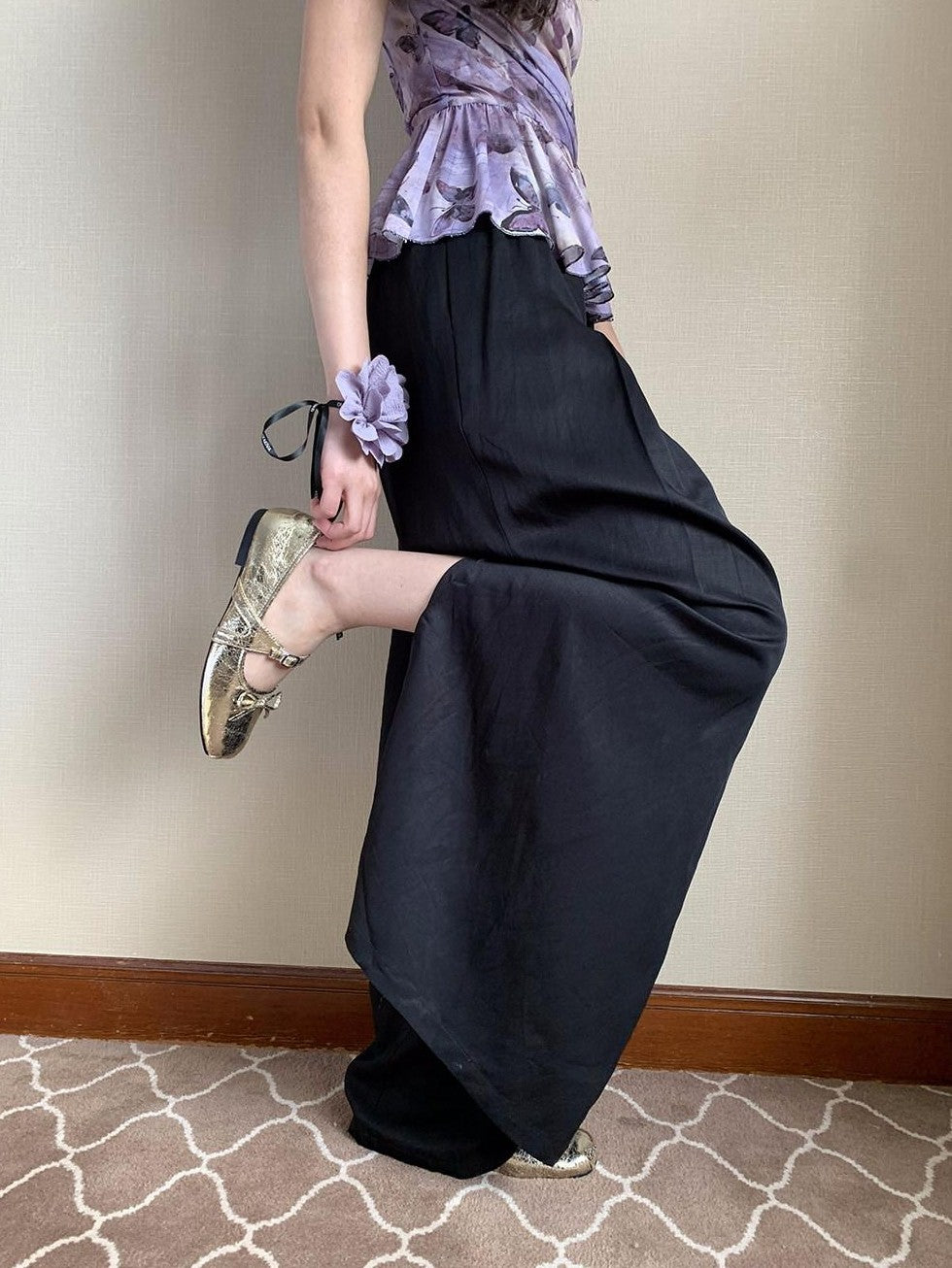Dorydory High Waist Side Slit Drape Women&