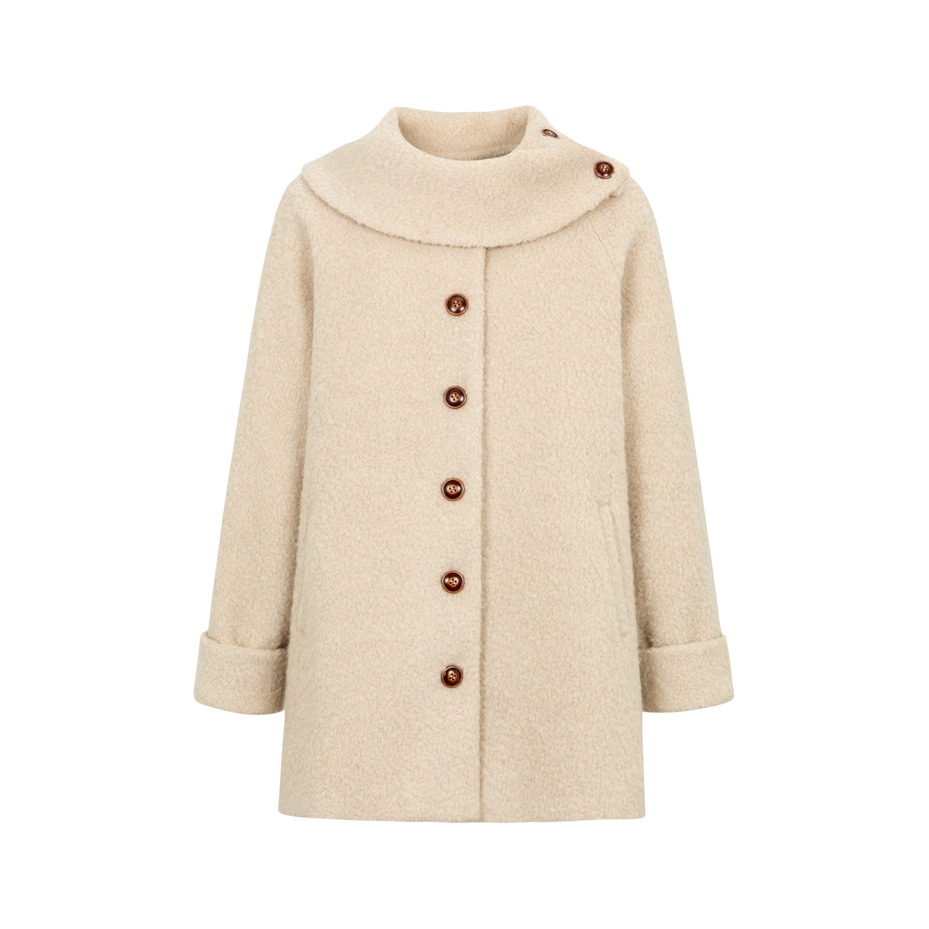 Dorydory_Ivory_Loop_Texture_Bowl_Collar_Single_Breasted_Women&