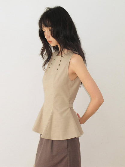 Dorydory Khaki Double Row Buttons A Line Waist Women&