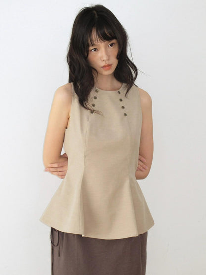 Dorydory Khaki Double Row Buttons A Line Waist Women&