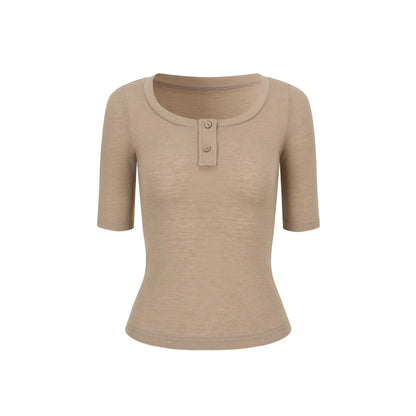 Dorydory_Khaki_Henley_Neck_Slim_Fit_Women&