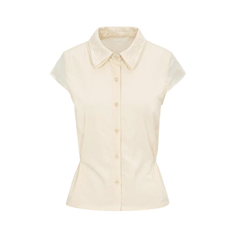 Dorydory_Lace_Paneled_Double_Collar_Short_Sleeve_Shirt_MISSTT