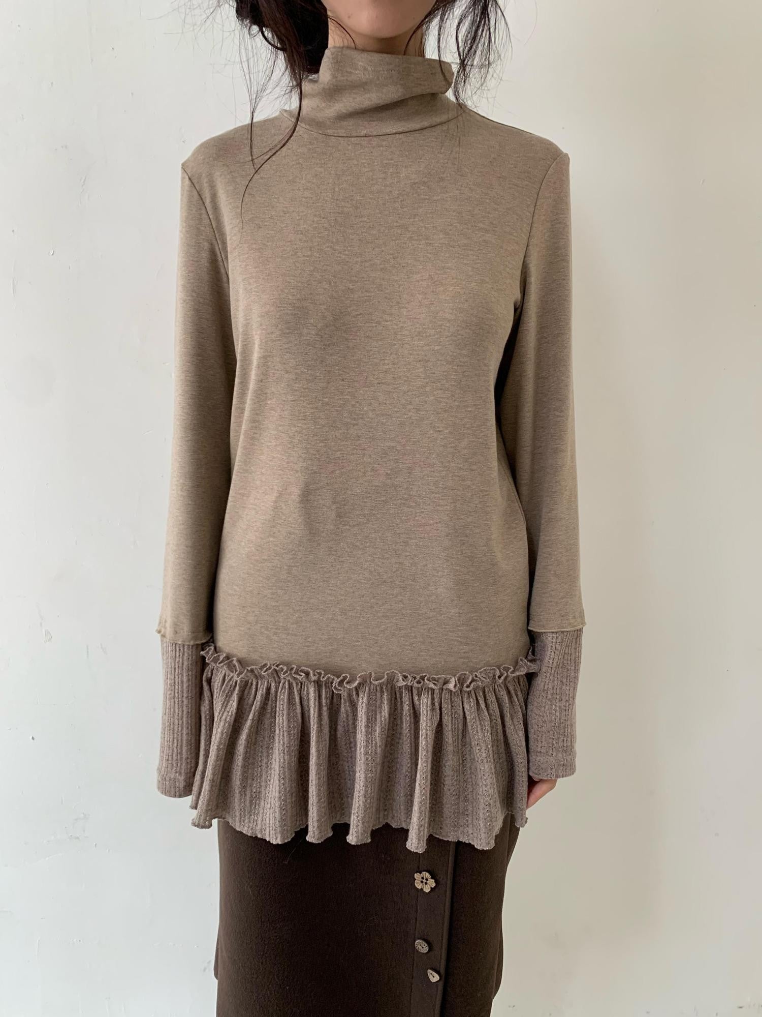 Dorydory Lace Trim Mock Neck Layering Women&