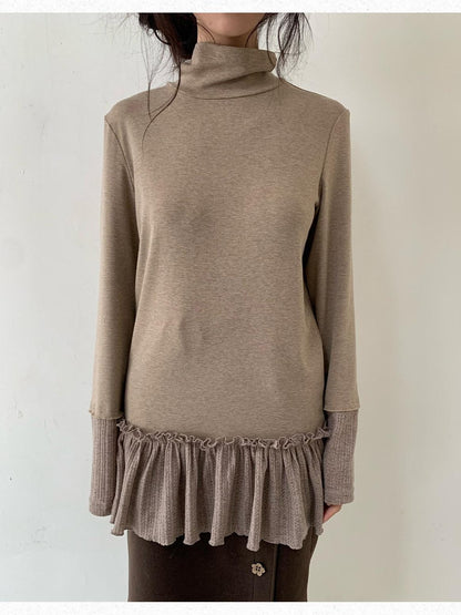Dorydory Lace Trim Mock Neck Layering Women&