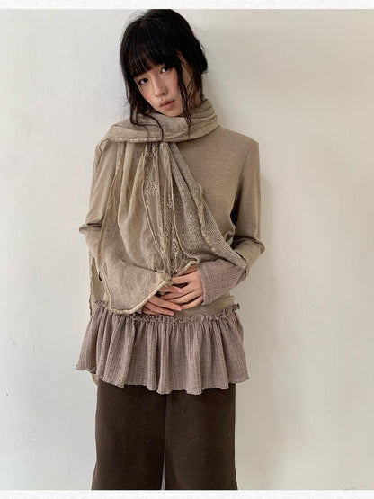 Dorydory Lace Trim Mock Neck Layering Women&