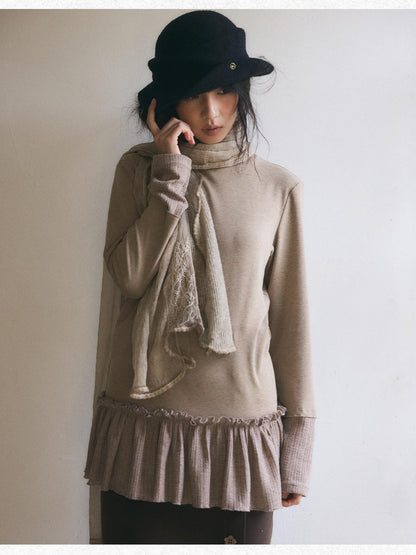 Dorydory Lace Trim Mock Neck Layering Women&