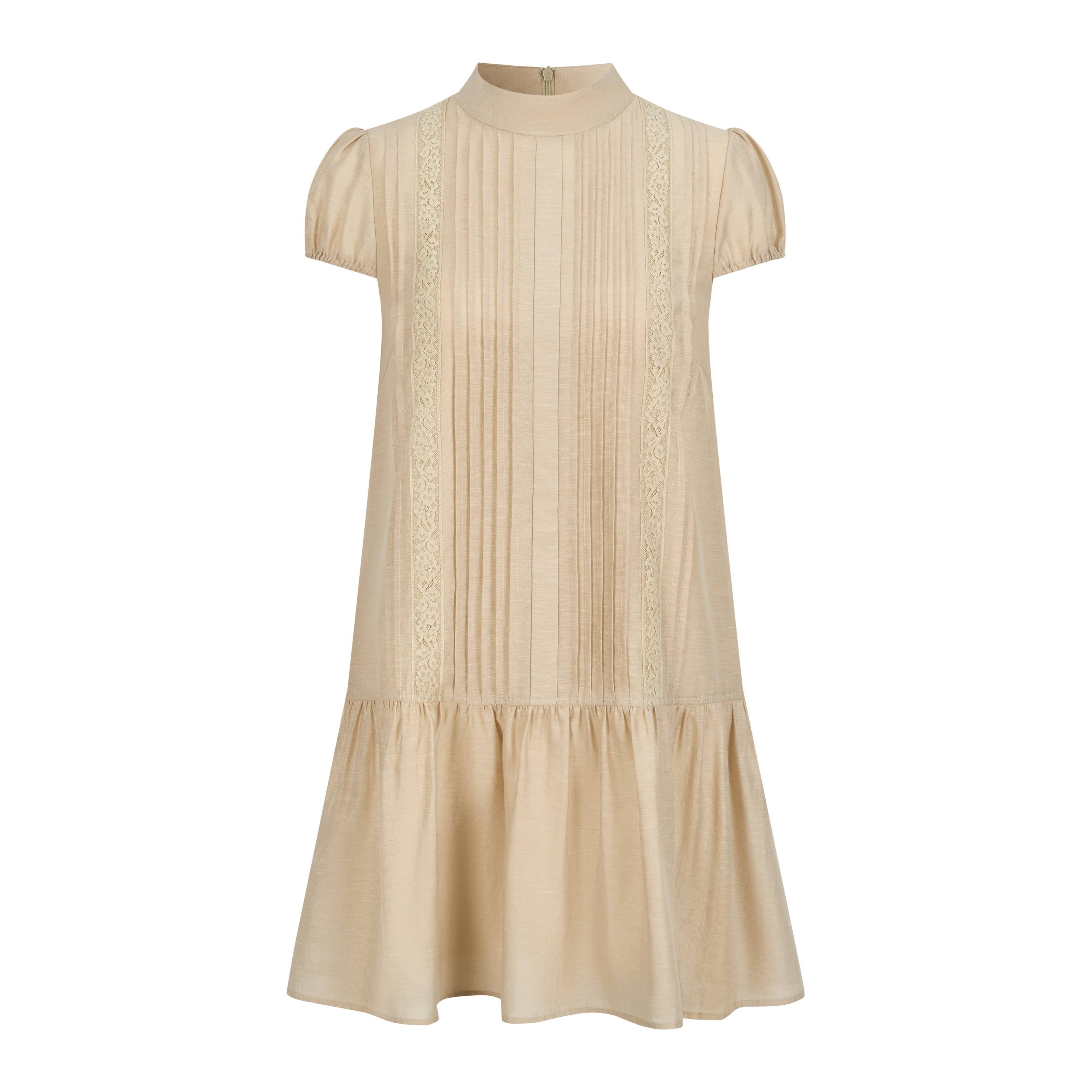 Dorydory_Lace_Tuck_Pleat_Half_High_Collar_Short_Sleeve_Women&