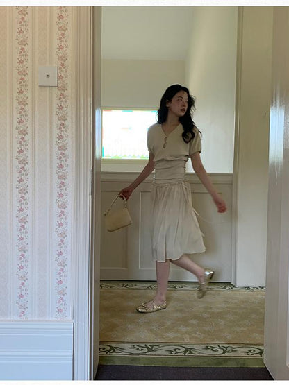 Dorydory Layered Sheer Ruffle Hem White A Line Skirt
