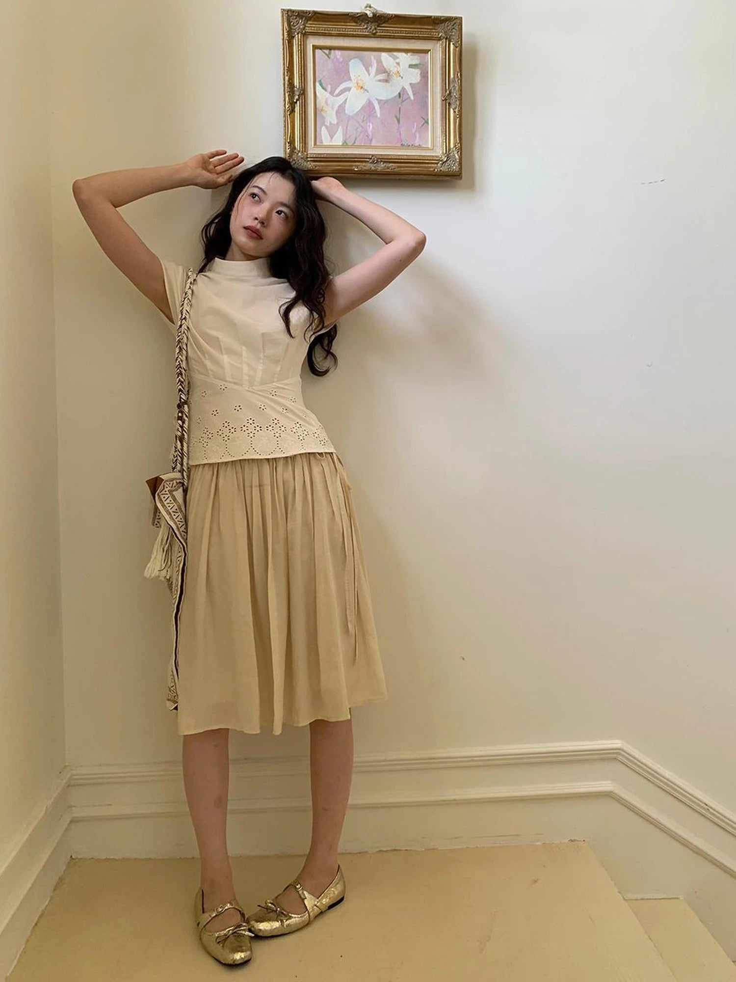 Layered Sheer Ruffle Hem White A Line Skirt