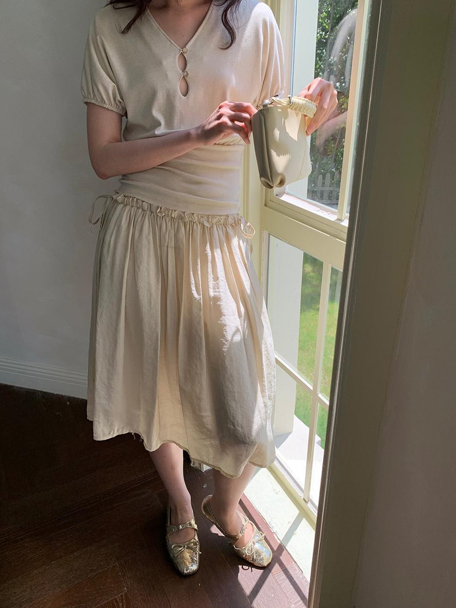 Dorydory Layered Sheer Ruffle Hem White A Line Skirt