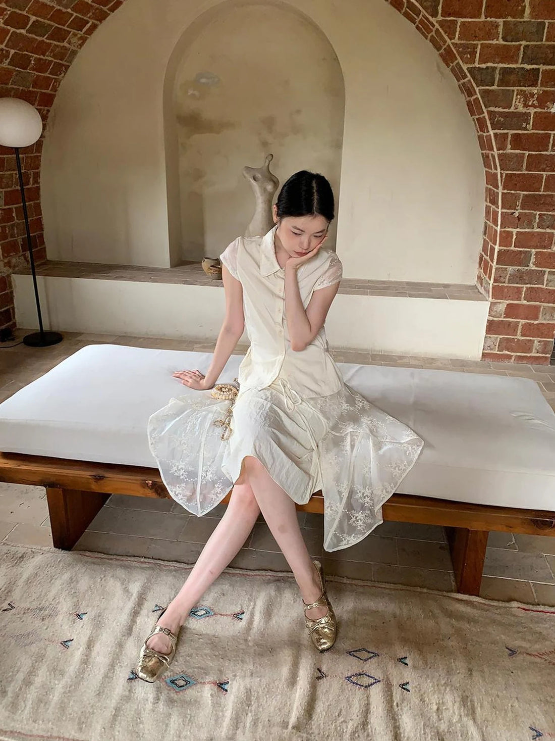 Layered Sheer Tulle Bow Tie Midi Skirt with Ruffle Hem