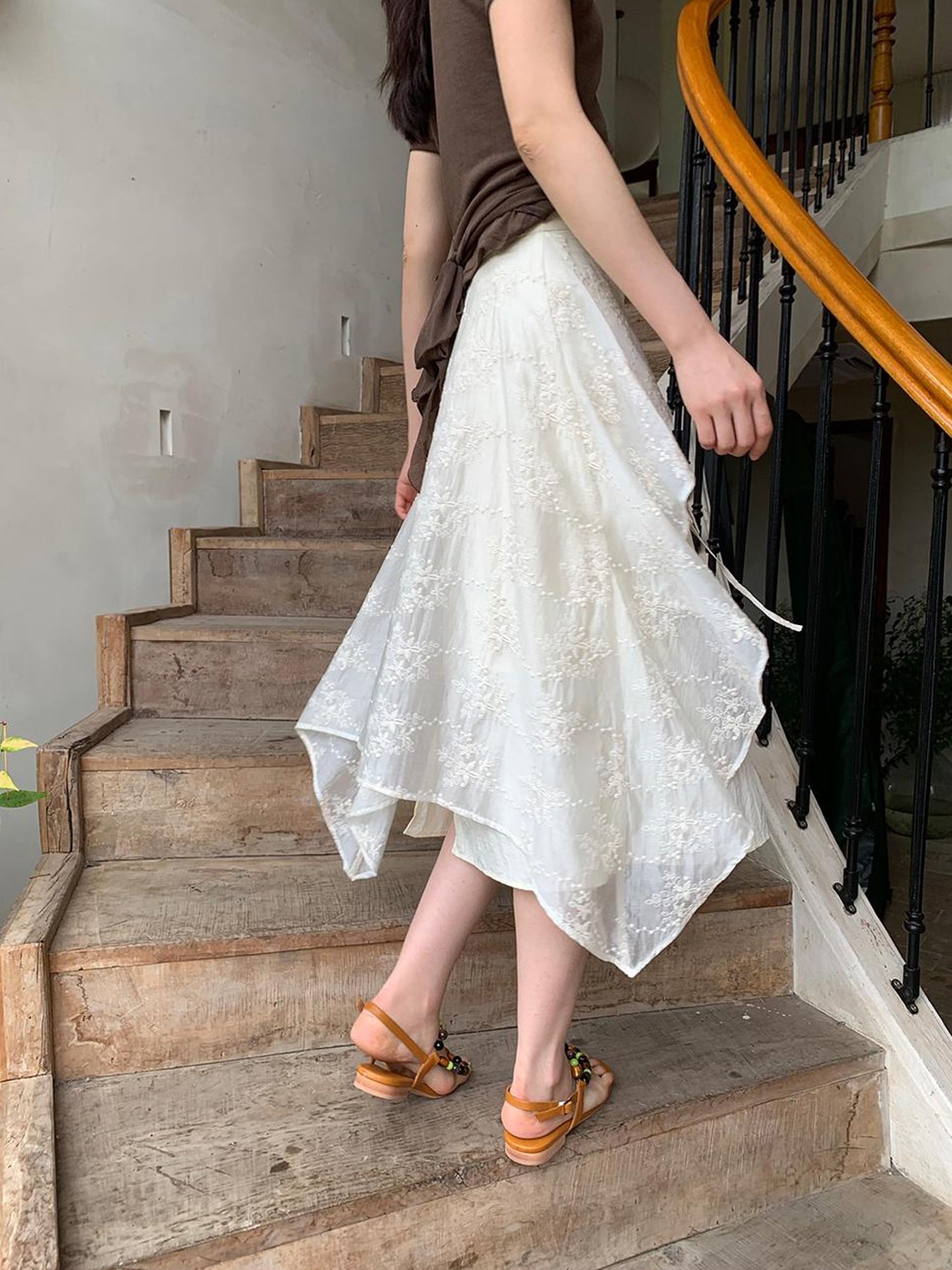 Dorydory Layered Sheer Tulle Bow Tie Midi Skirt with Ruffle Hem