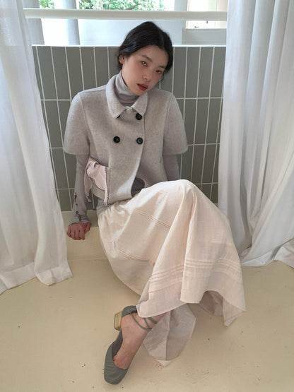 Dorydory Light Gray Double Breasted Lapel Women&