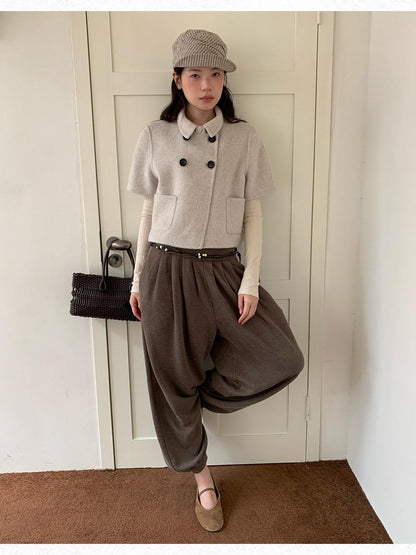 Dorydory Light Gray Double Breasted Lapel Women&