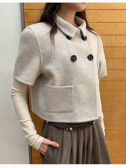Dorydory Light Gray Double Breasted Lapel Women&