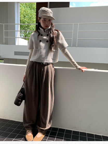 Dorydory Light Gray Double Breasted Lapel Women&