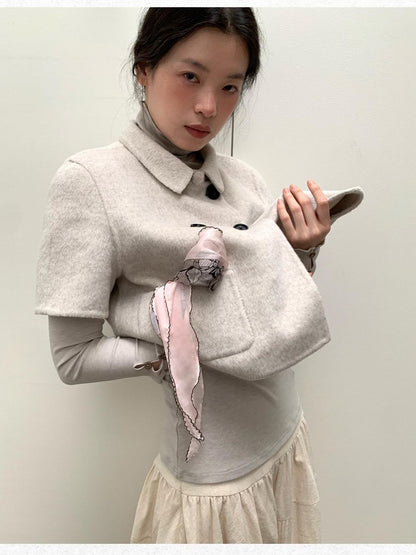 Dorydory Light Gray Double Breasted Lapel Women&