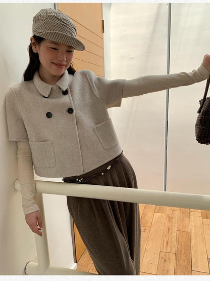 Dorydory Light Gray Double Breasted Lapel Women&