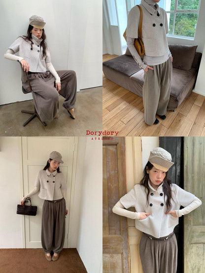 Dorydory Light Gray Double Breasted Lapel Women&