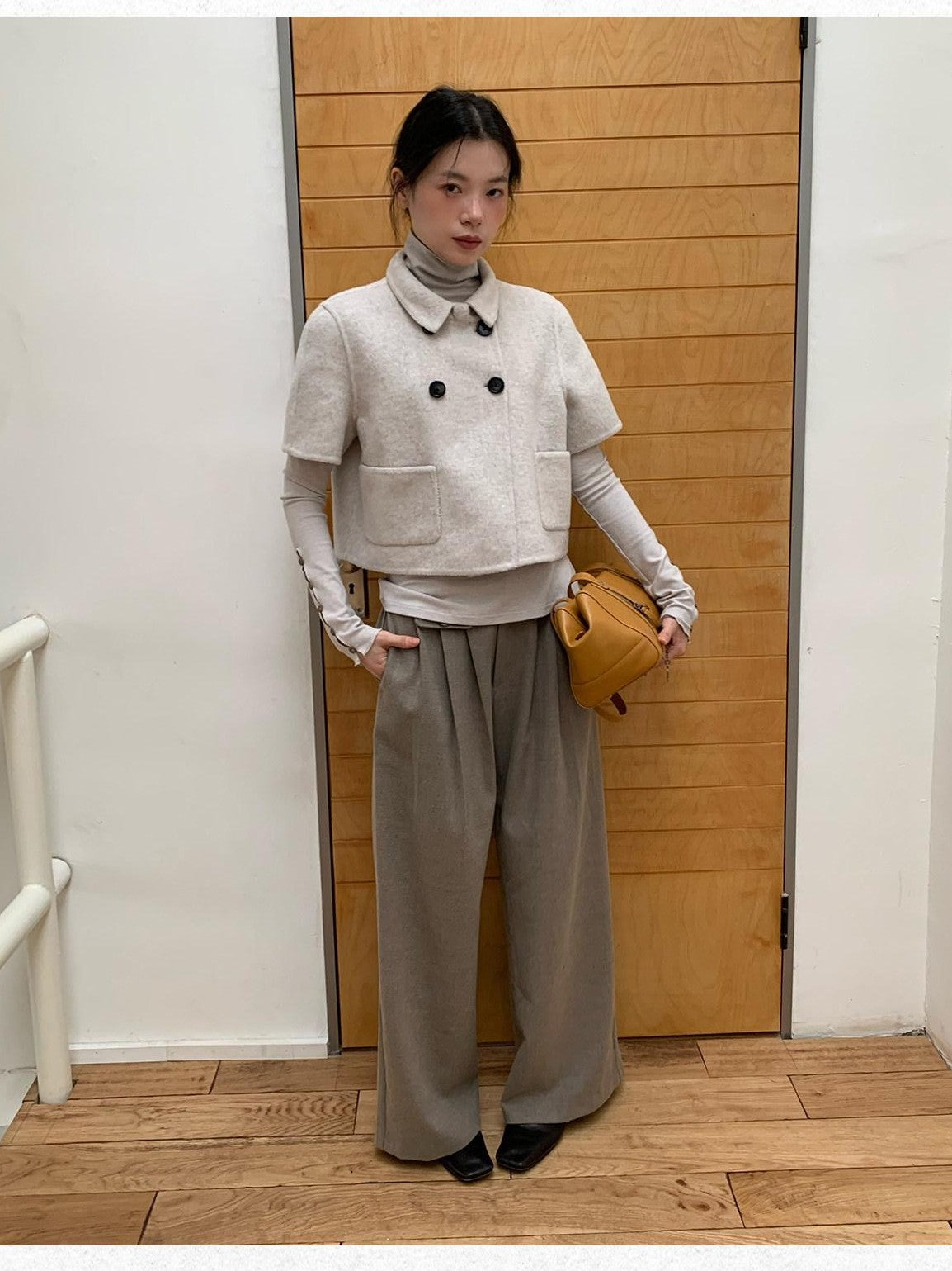 Dorydory Light Gray Double Breasted Lapel Women&
