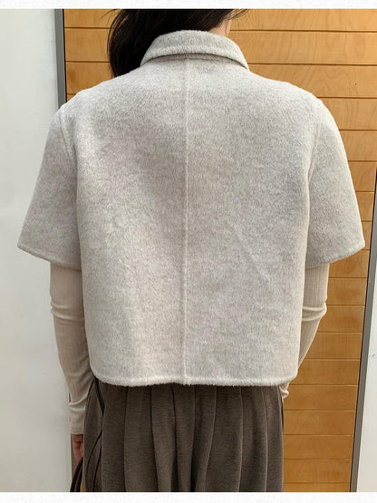 Dorydory Light Gray Double Breasted Lapel Women&