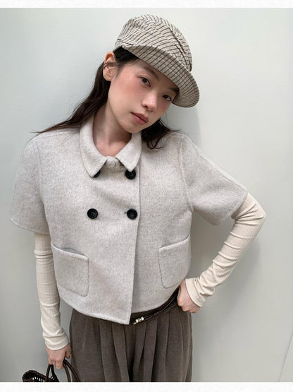 Dorydory Light Gray Double Breasted Lapel Women&