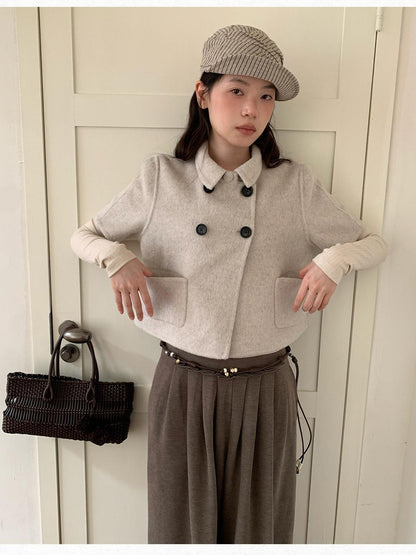 Dorydory Light Gray Double Breasted Lapel Women&